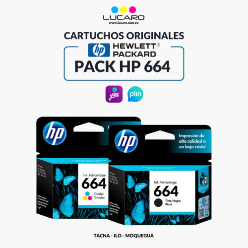 Pack Cartuchos HP 664 Color y Black | S/110.00